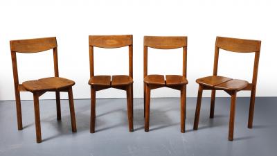 Pierre Gautier Delaye Oak Dining Chairs by Pierre Gautier Delaye France c 1950s