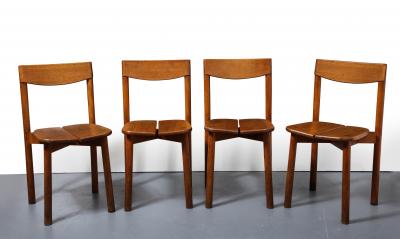 Pierre Gautier Delaye Oak Dining Chairs by Pierre Gautier Delaye France c 1950s