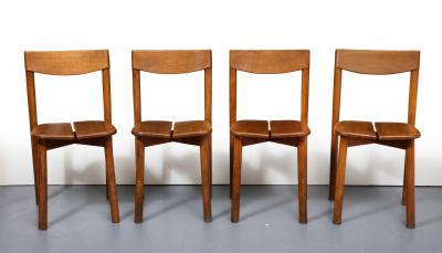Pierre Gautier Delaye Oak Dining Chairs by Pierre Gautier Delaye France c 1950s