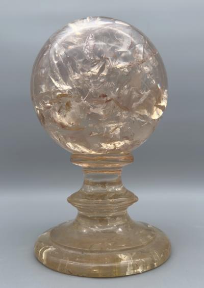Pierre Giraudon Large sphere on pedestal in fractal resin by Pierre Giraudon France circa 1970
