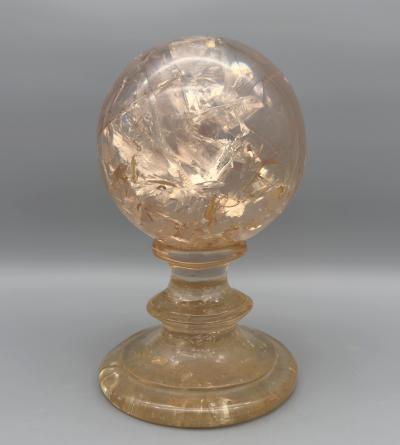 Pierre Giraudon Large sphere on pedestal in fractal resin by Pierre Giraudon France circa 1970
