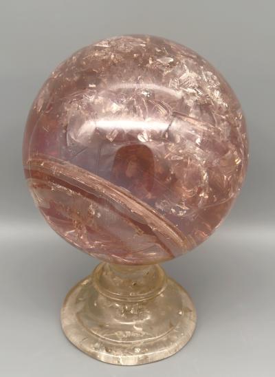 Pierre Giraudon Large sphere on pedestal in fractal resin by Pierre Giraudon France circa 1970