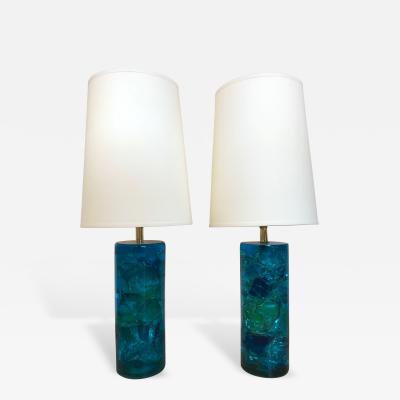 Pierre Giraudon Pair of Lamps Fractal Resin France 1970s