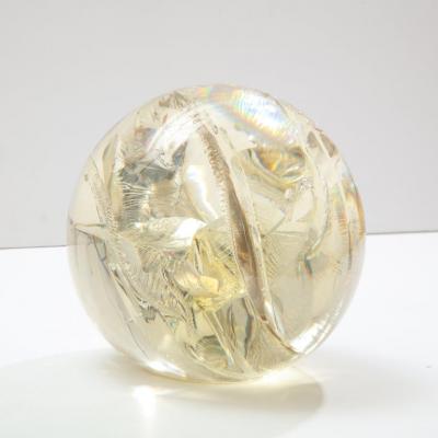 Pierre Giraudon Pierre Giraudon Fractured Resin Sphere Acrylic Sculpture Clear Yellow Gold