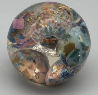 Pierre Giraudon Resin sphere with multicolored egg inclusions Pierre Giraudon France circa 1970