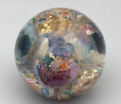 Pierre Giraudon Resin sphere with multicolored egg inclusions Pierre Giraudon France circa 1970