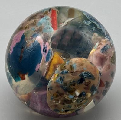 Pierre Giraudon Resin sphere with multicolored egg inclusions Pierre Giraudon France circa 1970