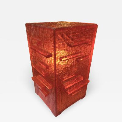 Pierre Giraudon Sculpture Red Resin Lamp France 1970s