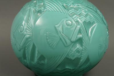 Pierre Girre aka Pierre DAvesn Pierre Davesn Glass Blue Deco Vase