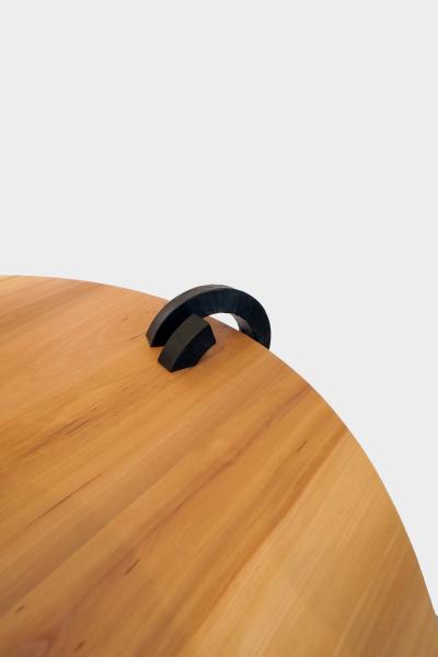 Pierre Grinbaum PIERCING Side table with wrought iron legs and pear wood top