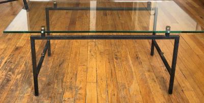 Pierre Guariche French Mid Century Modern Steel and Glass Coffee Table by Pierre Guariche