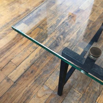 Pierre Guariche French Mid Century Modern Steel and Glass Coffee Table by Pierre Guariche