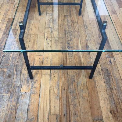 Pierre Guariche French Mid Century Modern Steel and Glass Coffee Table by Pierre Guariche