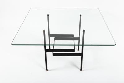 Pierre Guariche French Mid Century Modern Steel and Glass Coffee Table by Pierre Guariche