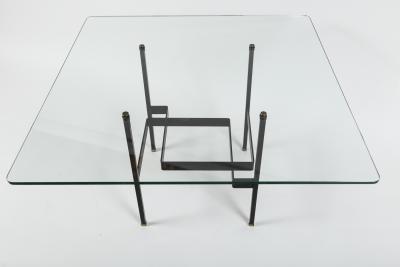 Pierre Guariche French Mid Century Modern Steel and Glass Coffee Table by Pierre Guariche