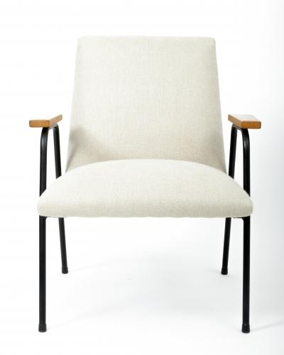 Pierre Guariche Mid Century Upholstered Metal Armchair by Pierre Guariche France c 1950s