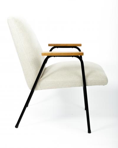 Pierre Guariche Mid Century Upholstered Metal Armchair by Pierre Guariche France c 1950s