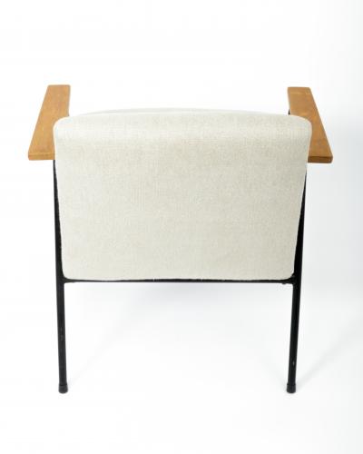 Pierre Guariche Mid Century Upholstered Metal Armchair by Pierre Guariche France c 1950s