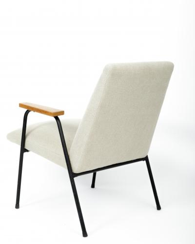 Pierre Guariche Mid Century Upholstered Metal Armchair by Pierre Guariche France c 1950s