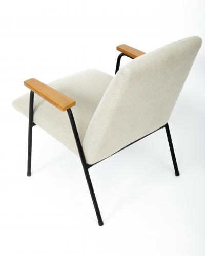 Pierre Guariche Mid Century Upholstered Metal Armchair by Pierre Guariche France c 1950s