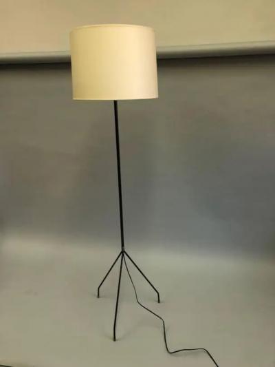 Pierre Guariche Pair of French Mid Century Modern Minimalist Iron Floor Lamps Pierre Guariche