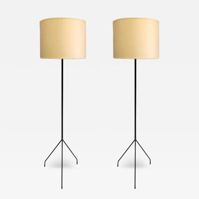 Pierre Guariche Pair of French Mid Century Modern Minimalist Iron Floor Lamps Pierre Guariche