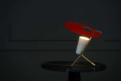 Pierre Guariche Pierre Guariche G24 Table Lamp in Red and White for Sammode Studio
