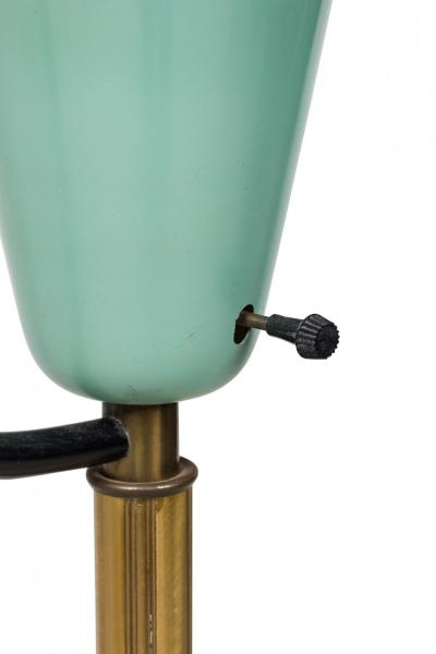 Pierre Guariche Pierre Guariche Mid Century French Brass and Green Enamel Floor Lamp