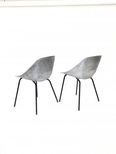 Pierre Guariche Pierre Guariche for Steiner France Cast Aluminum Pair of Tulip Chairs c1954
