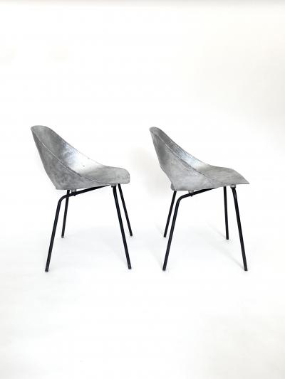 Pierre Guariche Pierre Guariche for Steiner France Cast Aluminum Pair of Tulip Chairs c1954