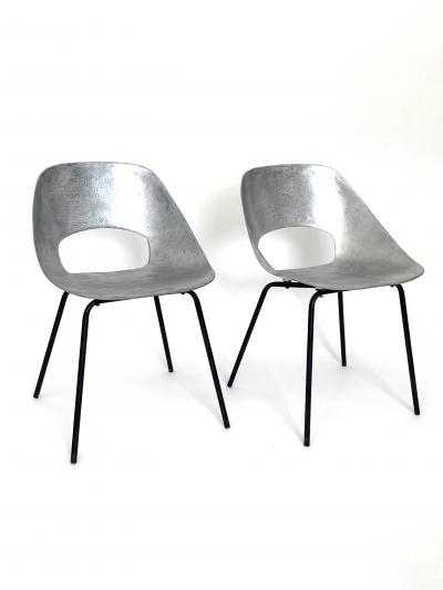 Pierre Guariche Pierre Guariche for Steiner France Cast Aluminum Pair of Tulip Chairs c1954