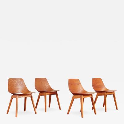 Pierre Guariche RARE GUARICHE WOOD DINING CHAIRS