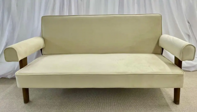 Pierre Jeanneret Authentic Pierre Jeanneret Upholstered Bridge Sofa Mid Century Modern Markings