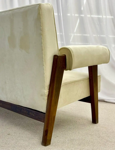 Pierre Jeanneret Authentic Pierre Jeanneret Upholstered Bridge Sofa Mid Century Modern Markings