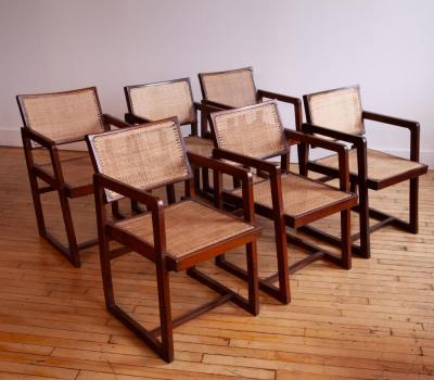 Pierre Jeanneret Beautiful set of six box armchairs by Pierre Jeanneret circa late 1950s 