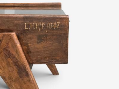 Pierre Jeanneret Coffee Table Teak Glass Chandigarh India 1960s