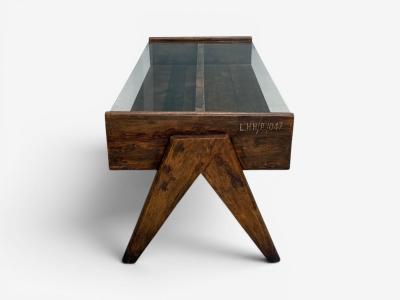 Pierre Jeanneret Coffee Table Teak Glass Chandigarh India 1960s