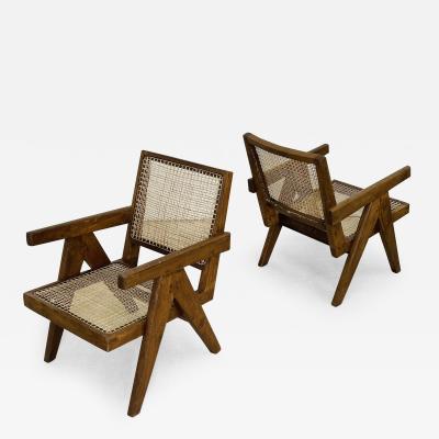 Pierre Jeanneret French Mid Century Modern Easy Armchairs Teak Chandigarh