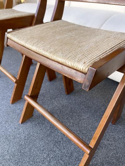 Pierre Jeanneret Pair of Compas Wood Counter Stools Italy