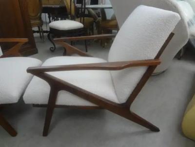 Pierre Jeanneret Pair of French Mid Century Modern Jeanneret Style Lounge Chairs