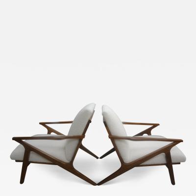 Pierre Jeanneret Pair of French Mid Century Modern Jeanneret Style Lounge Chairs