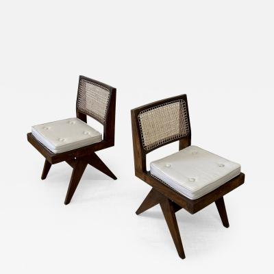Pierre Jeanneret Pair of Mid Century Modern Pierre Jeanneret Armless Dining Side Chairs