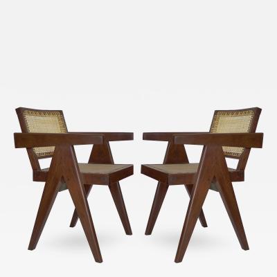 Pierre Jeanneret Pair of PJ SI 28 D Armchairs designed by Pierre Jeannerete for Chandigrah