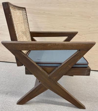 Pierre Jeanneret Pair of Pierre Jeanneret X Armchair Mid Century Modern Teak Cane 1950s