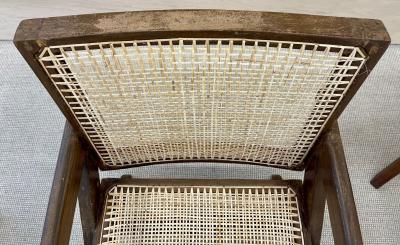 Pierre Jeanneret Pair of Pierre Jeanneret X Armchair Mid Century Modern Teak Cane 1950s