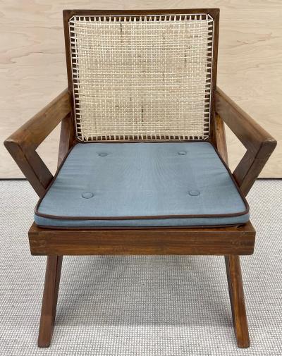 Pierre Jeanneret Pair of Pierre Jeanneret X Armchair Mid Century Modern Teak Cane 1950s