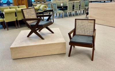 Pierre Jeanneret Pair of Pierre Jeanneret X Armchair Mid Century Modern Teak Cane 1950s