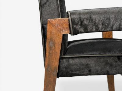 Pierre Jeanneret Pierre Jeanneret Advocate Armchairs Black Cowhide Teak Chandigarh 1960s