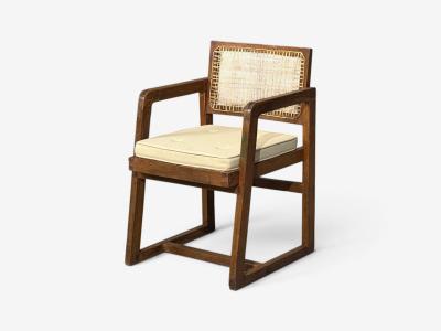 Pierre Jeanneret Pierre Jeanneret Box Armchair Teak Cane Chandigarh India 1960s