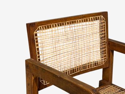 Pierre Jeanneret Pierre Jeanneret Box Armchair Teak Cane Chandigarh India 1960s